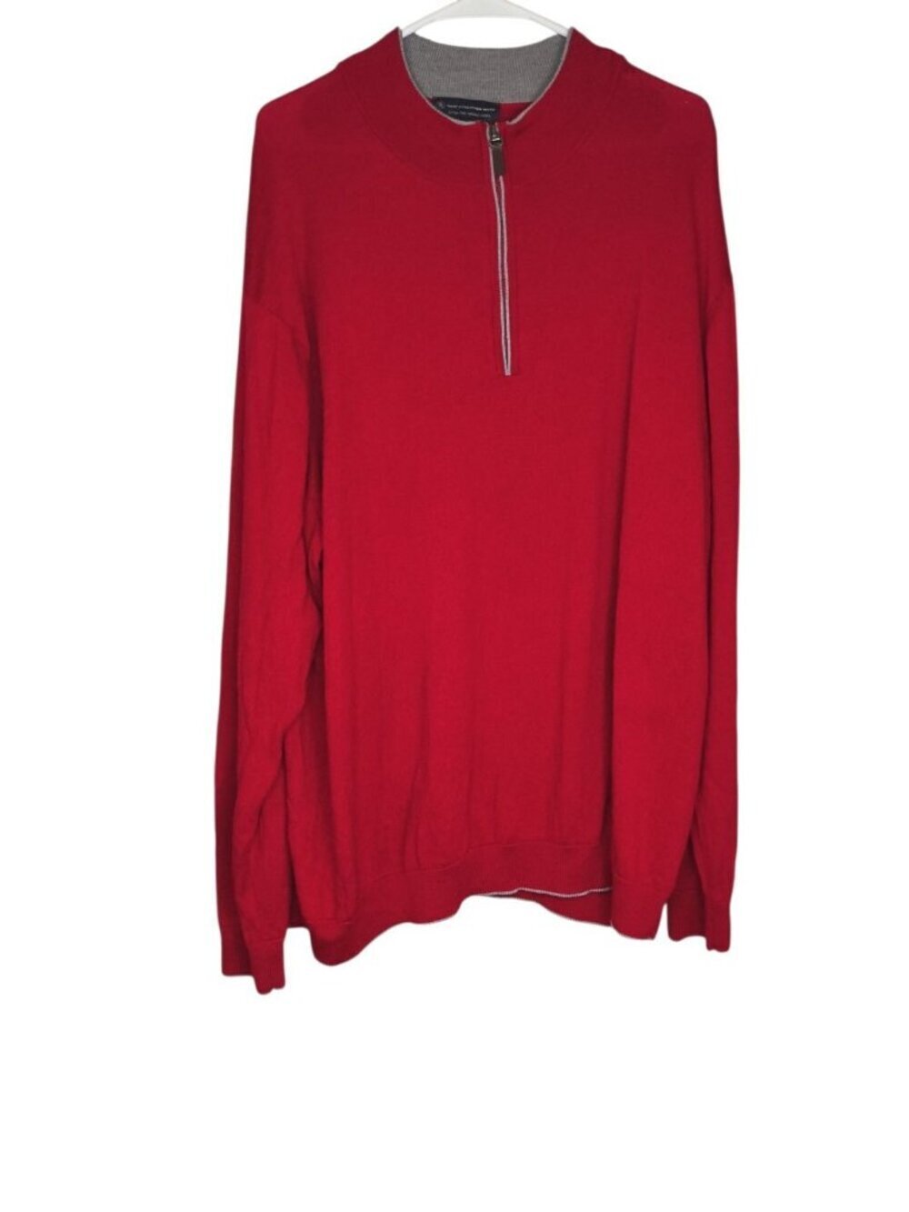 Hart Schaffner Marx Mens Big Red 3XB Quarter Zip Merino Wool Sweater